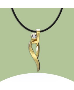 FANY Women's White Topaz Gold Plated Argentium Silver Ballet Pendant With 0.39 Ct Special Gift