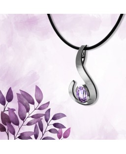 FANY Centipede 0.925 Argentium Silver Light Amethyst February Stone Pendant 