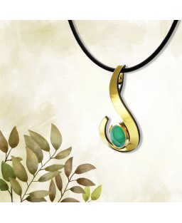 FANY May Birthstone Yellow Gold Emerald 14 Solid Gold Necklace Pendant With Natural Mined Gemstone Excellent Cut