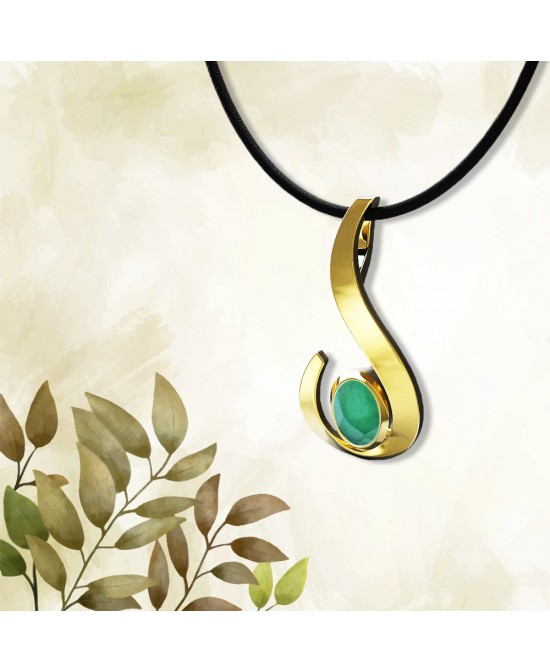 FANY May Birthstone Yellow Gold Emerald 14 Solid Gold Necklace Pendant With Natural Mined Gemstone Excellent Cut