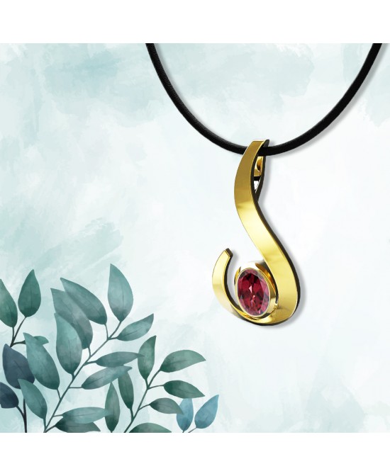 FANY Yellow Gold Garnet Gemstone January Birthstone 14 Solid Gold Necklace Pendant With Natural Mined Gemstone