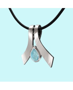 FANY FLY .925 Argentum Silver Aquamarine March Gemstone Pendant