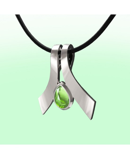 FANY 0.925 Sterling Peridot Gemstone Argentium Silver Pendant August Birthstone