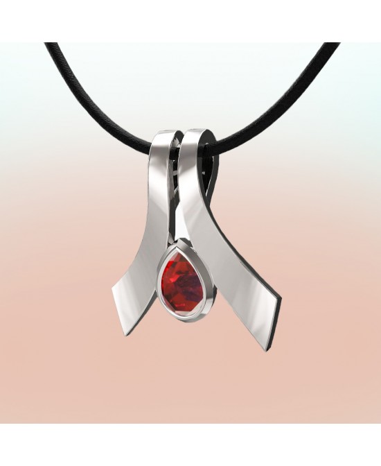 FANY FLY Pendant Gemstone Argentum Silver With Red Ruby July Birthstone