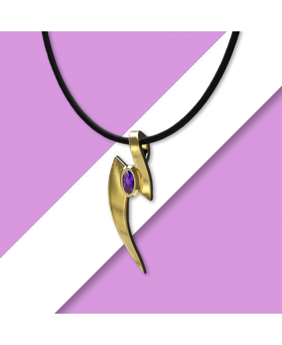 FANY Gold Plated Nail 0.925 Argentium Silver Amethyst February Stone Pendant Necklace