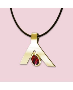 FANY Peace Garnet Gemstone .925 Gold Plated Silver Pendant