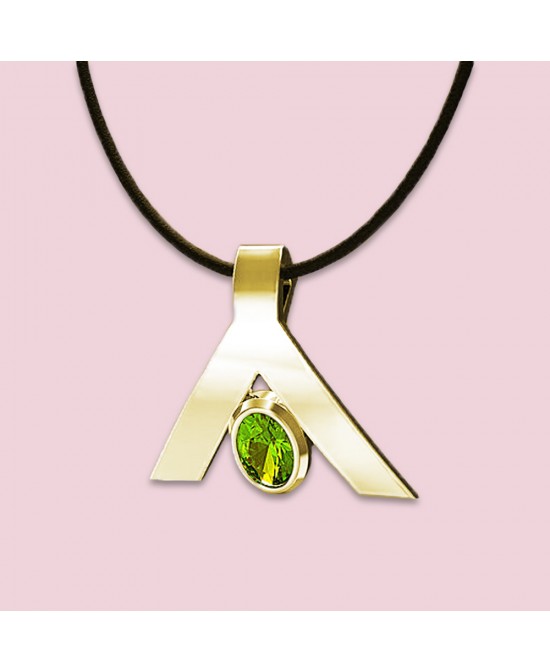 FANY August Birthstone Peace Peridot 0.925 Gemstone Gold Plated Silver Pendant