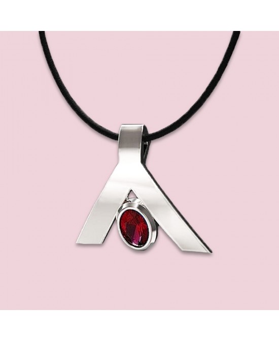 FANY July Birthstone Red Ruby Elegant Peace Necklace Pendant Gemstone 0.39 Ct Argentium Silver