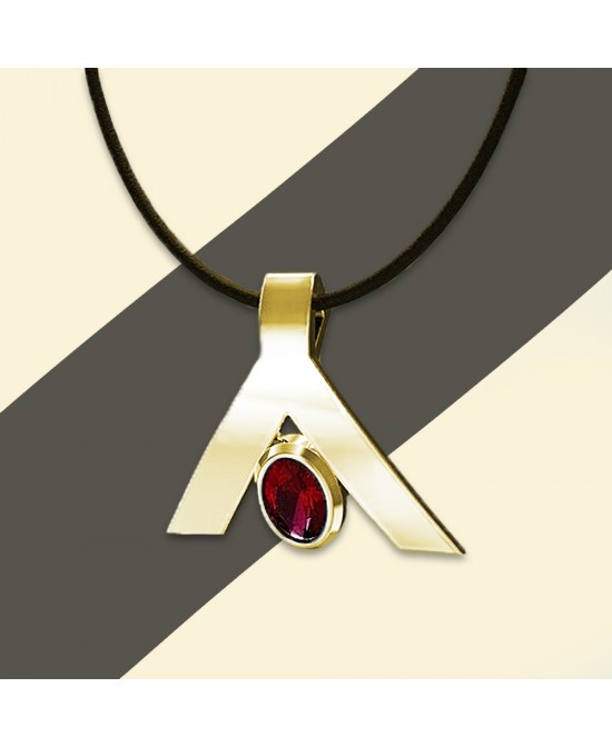 FANY July Birthstone Red Ruby Elegant Stylish Peace Necklace Pendant Gemstone 0.39 Ct Argentium Silver