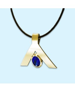 FANY Peace 0.39 ct Natural Blue Sapphire Gemstone September Birthstone Gold Plated 0.925 Argentium Silver Necklace