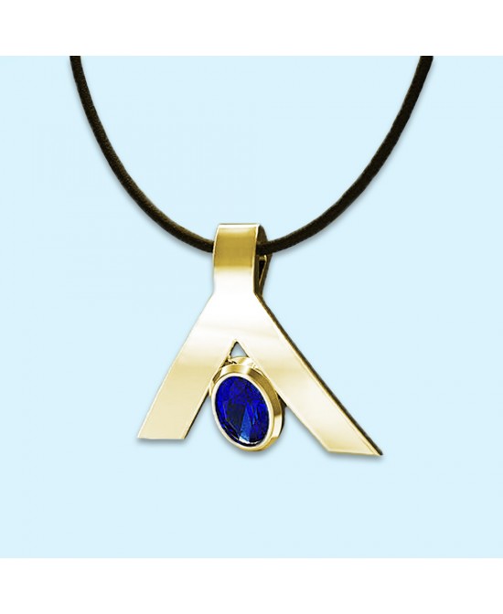 FANY Peace 0.39 ct Natural Blue Sapphire Gemstone September Birthstone Gold Plated 0.925 Argentium Silver Necklace