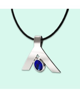 FANY September Birthstone Peace 0.39 ct Blue Sapphire Gemstone 0.925 Argentium Silver Necklace Pendant Best Gift