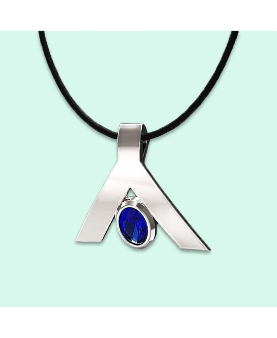 FANY September Birthstone Peace 0.39 ct Blue Sapphire Gemstone 0.925 Argentium Silver Necklace Pendant Best Gift