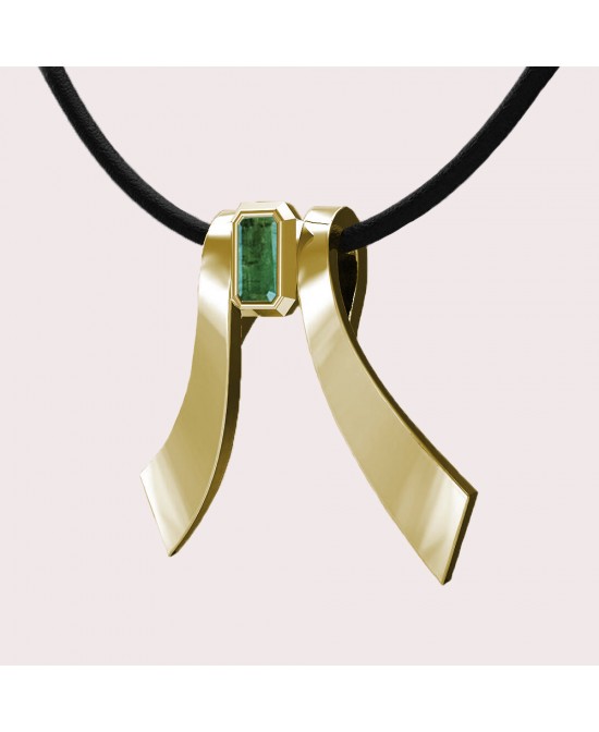 FANY May Birthstone 0.39 ct 925 Sterling Fly Bee Emerald Gold Plated Silver Gemstone Necklace Pendant