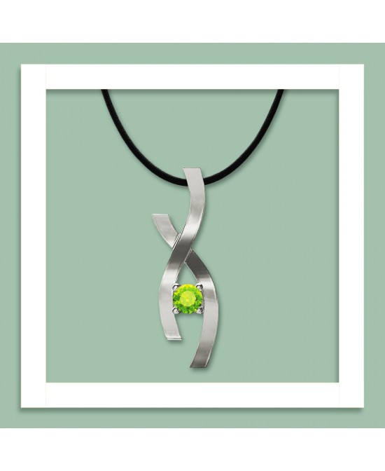 FANY Infinity August Birthstone 0.925 Sterling Peridot Gemstone Argentium Silver Necklaces Pendant 0.39 ct