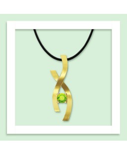 FANY Infinity August Birthstone Peridot 0.925 Gemstone Women Gold Plated Silver Necklaces Pendant 0.39 ct Special Gift