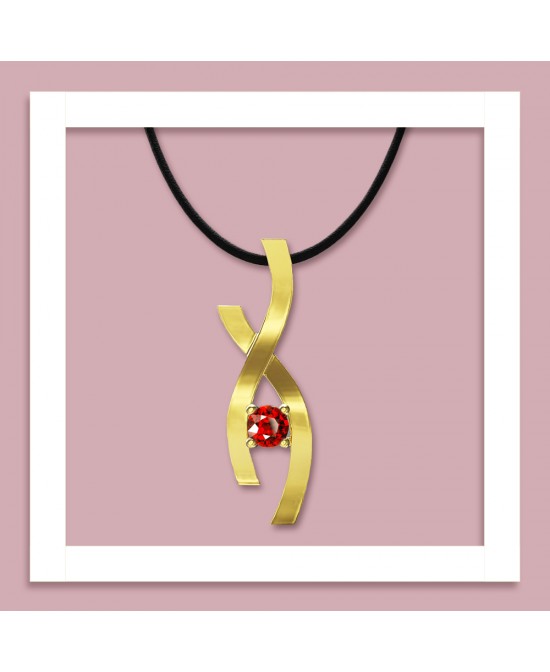 FANY Infinity Garnet Gemstone Excellent Cut 0.925 Gold Plated Silver Pendant Women's Best Gift