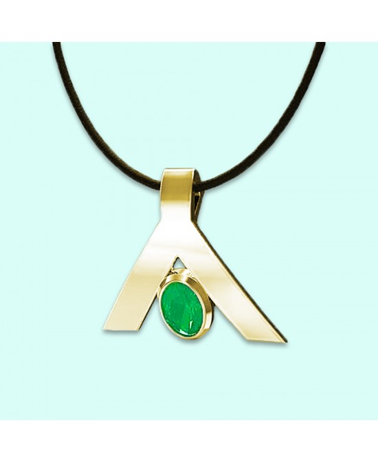 FANY Peace 0.39 ct 925 Sterling Emerald Gold Plated Silver Gemstone Necklace Pendant May Birthstone