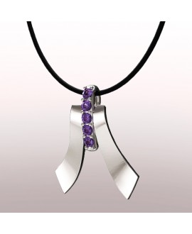 FANY Five Star 0.925 Argentium Silver Amethyst February Stone Pendant Necklace 0.39 Ct