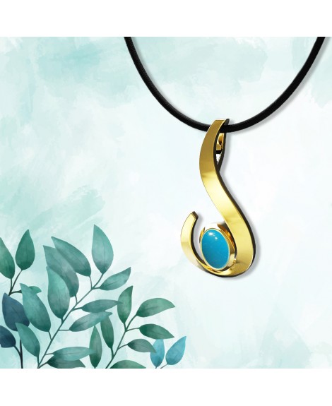 FANY 14 Solid Gold Yellow Gold Turquoise Gemstone December Birthstone Pendant