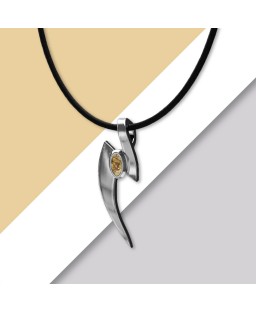 FANY Nail Citrine November Birthstone Gemstone 0.925 Argentium Silver Elegant Pendant Necklace